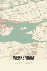 Retro Dutch city map of Werkendam located in Noord-Brabant. Vintage street map.