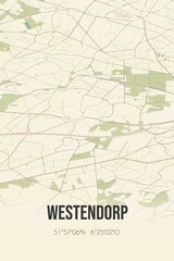 Retro Dutch city map of Westendorp located in Gelderland. Vintage street map.