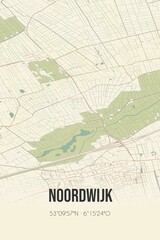 Retro Dutch city map of Noordwijk located in Groningen. Vintage street map.