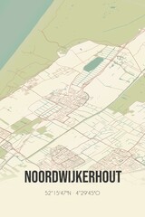 Retro Dutch city map of Noordwijkerhout located in Zuid-Holland. Vintage street map.
