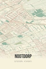 Fototapeta na wymiar Retro Dutch city map of Nootdorp located in Zuid-Holland. Vintage street map.