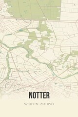 Fototapeta na wymiar Retro Dutch city map of Notter located in Overijssel. Vintage street map.