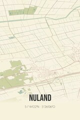 Retro Dutch city map of Nuland located in Noord-Brabant. Vintage street map.