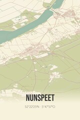 Retro Dutch city map of Nunspeet located in Gelderland. Vintage street map.