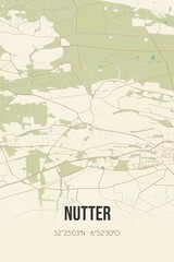 Retro Dutch city map of Nutter located in Overijssel. Vintage street map.
