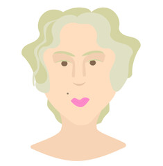 Blonde woman portrait vector illustration. Portrait of young stylish woman design isolated on white background.