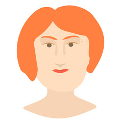 Orange hair woman portrait vector illustration. Portrait of young stylish woman design isolated on white background.