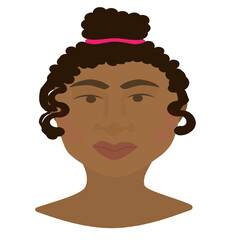 Black woman portrait vector illustration. Portrait of young stylish woman design isolated on white background.