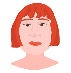 Red hair woman portrait vector illustration. Portrait of young stylish woman design isolated on white background.