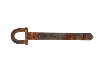 rusty metal hinge. Door hinge on a white background