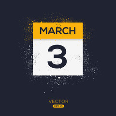 Creative calendar page with single day (3 March), Vector 