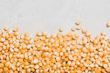 pile of corn kernels for popcorn, top view
