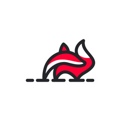 Linear fox logo design. Animal wildlife vector logotype.