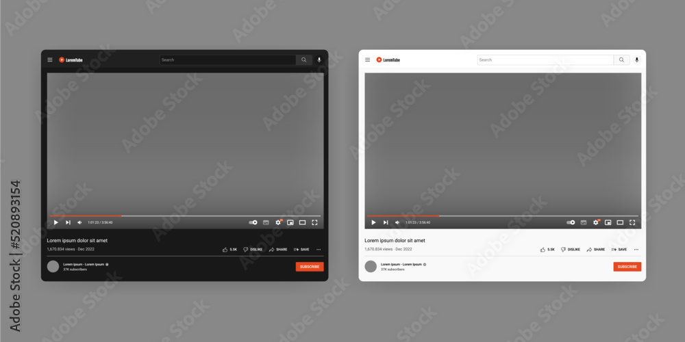 Poster imaginary tube channel window frames - unbranded transparent video window template. vector illustrat