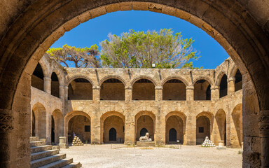 Fototapeta premium Inner courtyard of the Archaeological Museum of Rhodes town, Greece, Europe.