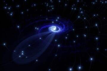 3D render abstract space stars bleck comets