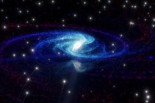 3D render abstract space stars bleck comets