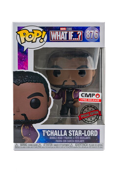 T'Challa Star-lord funko pop box. Studio image