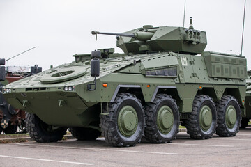 Obraz premium Vilnius/Lithuania November 23, 2018 Boxer armored fighting vehicles, produced for Lithuania and to be named Vilkas (Wolf)