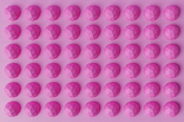Pattern composed of pink balls on a pink background. Background and texture concept. 3d rendering, 3d illustration.