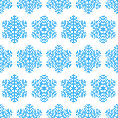 Seamless pattern snowflake blue white, cute christmas art background for decoration