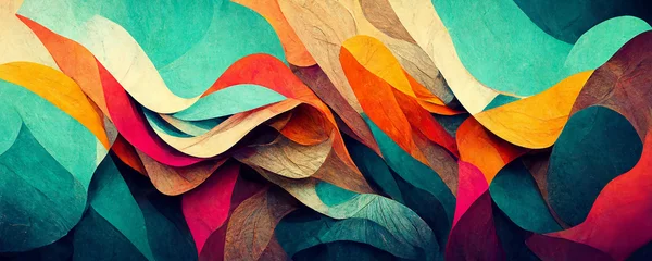 Plexiglas foto achterwand close up of colorful textiles flowing fabric texture © Black Label Graphics