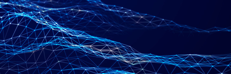 Beautiful illustration with connected dots and lines. Digital network background. Background for presentations. 3D