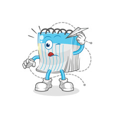 notebook with paper plane character. cartoon mascot vector