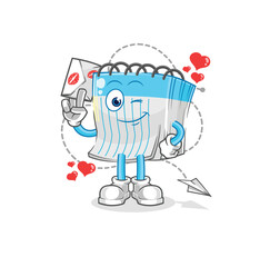 notebook hold love letter illustration. character vector