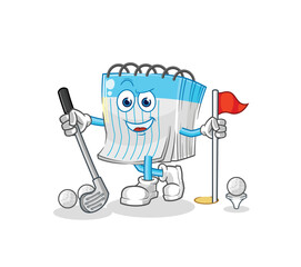 notebook playing golf vector. cartoon character
