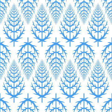 Seamless pattern blue christmas tree on white background, cute christmas art background for gift decoration