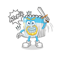 notebook knights attack with sword. cartoon mascot vector