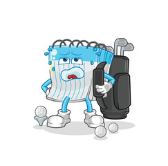 notebook with golf equipment. cartoon mascot vector