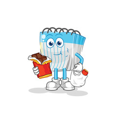 notebook eat chocolate mascot. cartoon vector