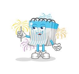 notebook with fireworks mascot. cartoon vector