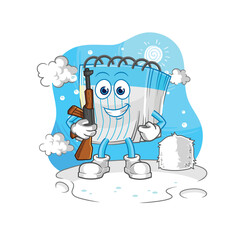 notebook soldier in winter. character mascot vector
