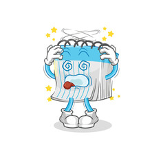 notebook dizzy head mascot. cartoon vector