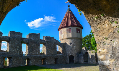 Fototapeta na wymiar Burg Honberg, Ruine einer Gipfelburg in Tuttlingen, Baden-Württemberg 