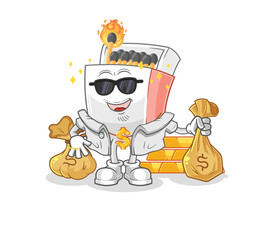 matchbox rich character. cartoon mascot vector