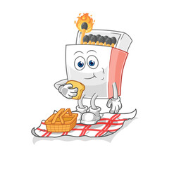 matchbox on a picnic cartoon. cartoon mascot vector