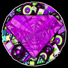 3d game icons ticker with doodle art style in a circle for pod (print on demand), background and t shirt design.