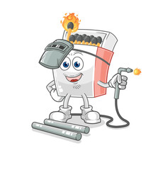 matchbox welder mascot. cartoon vector