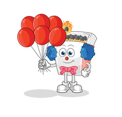 matchbox clown with balloons vector. cartoon character