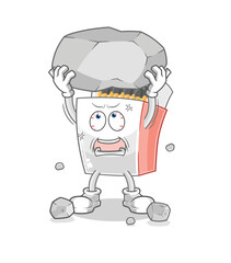 matchbox lifting rock cartoon character vector