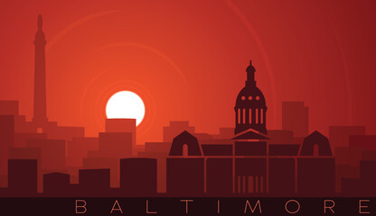 Fototapeta premium Baltimore Low Sun Skyline Scene