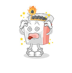matchbox dizzy head mascot. cartoon vector