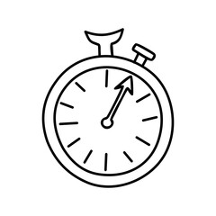 Sports stopwatch isolated on white background in doodle style. Vector linear illustration