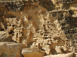 Volcanic stone in desert 