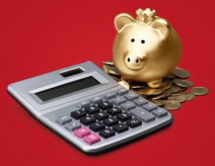 Money cash and a calculator. Savings account whose interest rate and deposit limit are defined by the government