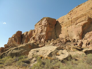Big rock wall in desert 
